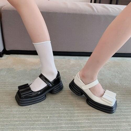 Patent Leather Wedge Spring Shoe Female British Style 2021 New Thick-soled College Style Casual Loafers Student Zapatos de Mujer