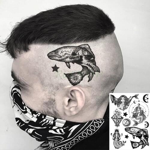 Waterproof Temporary Tattoo Sticker Totem Mermaid Planet Star New School SharkTattoos Flash Tatoo Fake Tatto Art for Men Women