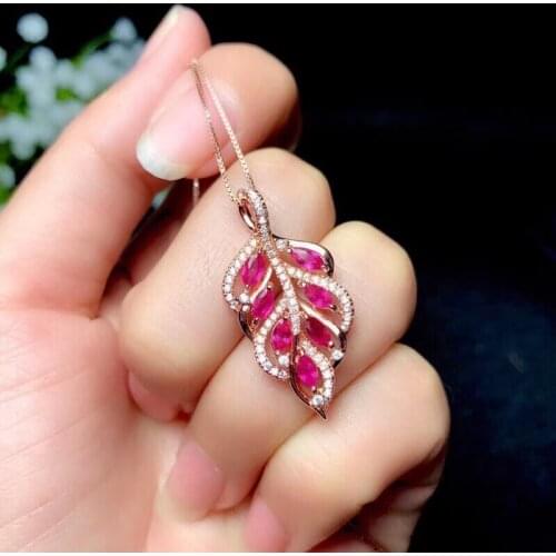 KJJEAXCMY boutique jewelry 925 pure silver inlaid natural ruby lady Necklace Pendant support detection