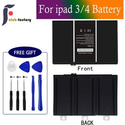 Club factory Replacement Battery for iPad 3/iPad 4,Repair Tools Kit,0 Cycle 11560mAh Li-ion Replacement Battery