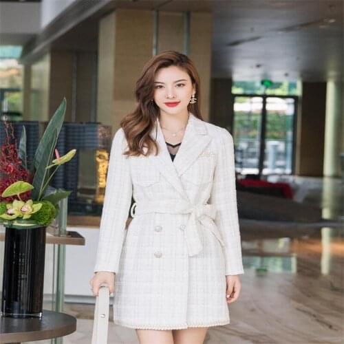 Mid-length windbreaker womens trench coats 2021 spring and autumn new large lapel temperament elegant ladies waist clothes