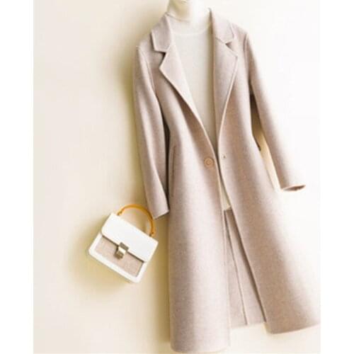 2020 New Autumn Winter Coat Long Wool Jacket Women Casual Overcoat Streetwear Solid Color Outwear Female Casaco Feminino