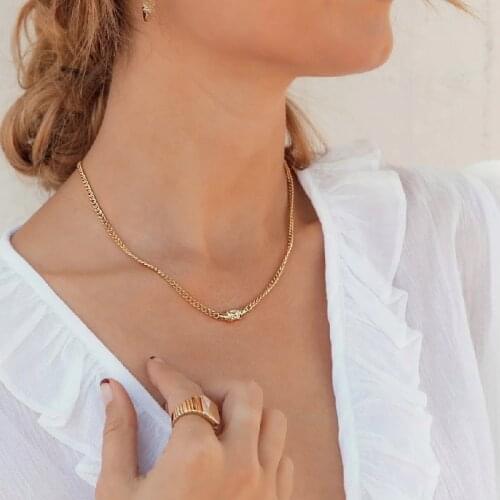 Brass With 18K Gold Simply Knot Choker Necklaces Women Jewelry Runway T Show Party Rare Top Japan Korea Fashion