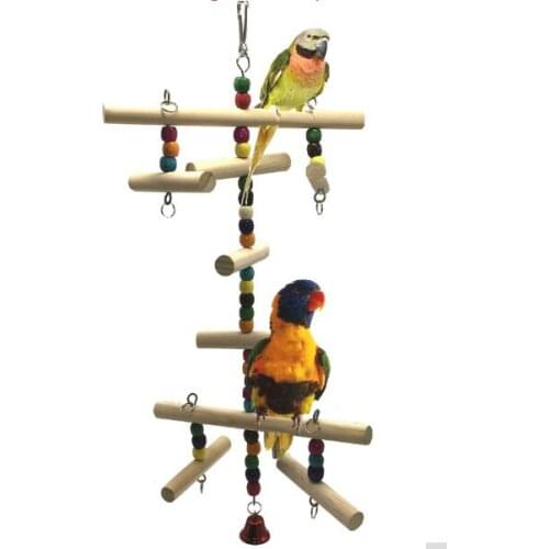 1PCS Wooden Birdcage Accessories Pet Parrot Toys Hanging Hammock Gnawing Swing Toys for Parakeet Budgie Cockatiel Bird Toy