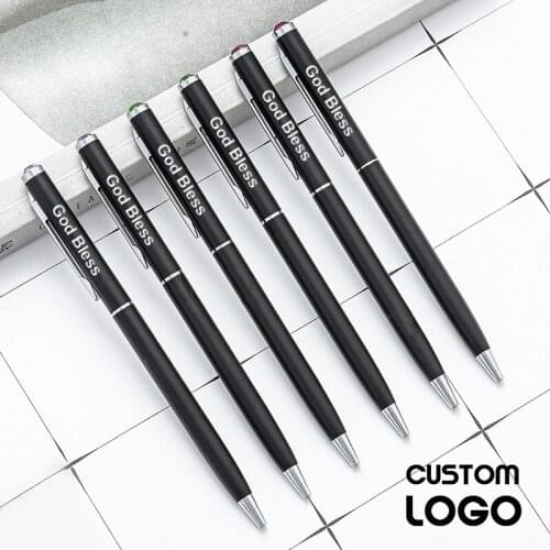 1pc Custom Logo Metal Ballpoint Pen Gift for Kid Custom Pen Office School Stationery Signing Pen Advertising Pens Christmas Gifs