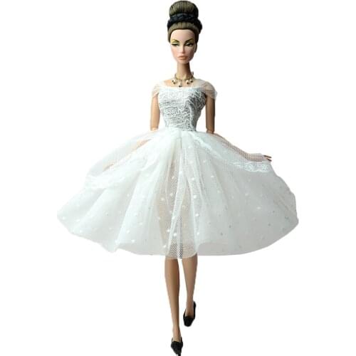 1 Pcs Fashion Ballet Dress For Barbie Doll Outfits Party Skirt White Lace Clothes For Barbie Dolls 1/6 Doll Accessories