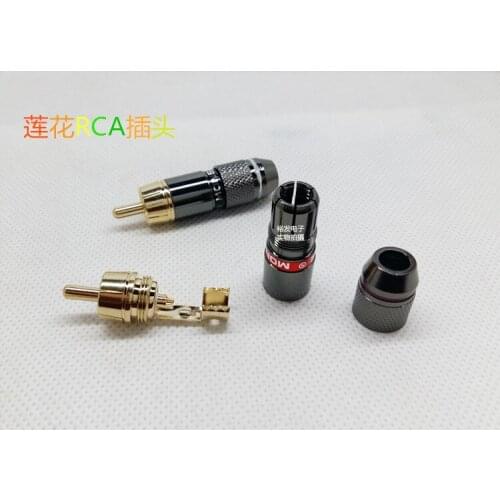 100pcs RCA Pure Copper Lotus Audio Male Plug Audio RF AV Amplifier Plug RCA Head Lotus Terminal Welding