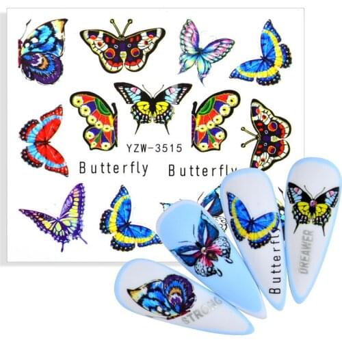 2021 New Butterfly Designs Nail Art Decals Spring Summer Colorful Butterflies Transfer Sticker Sliders DIY Decoration