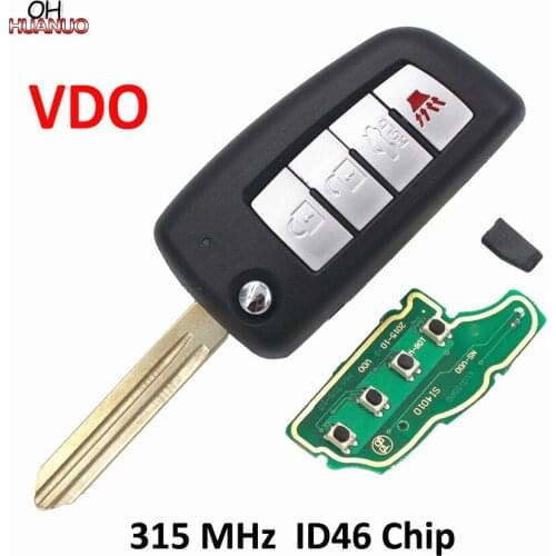 3+1 Buttons Modified Folding 4 Button 315MHZ ID46 Chip New Design Complete Remote Key Fob For Nissan New Sunny New Sylphy VDO