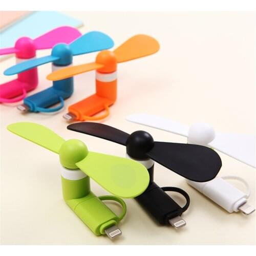 3 In 1 Mini Cooling USB Fan Portable Strong Wind Cell Phone Fan for Type-C Iphone Android Lightweight Low Noise Summer Gadget
