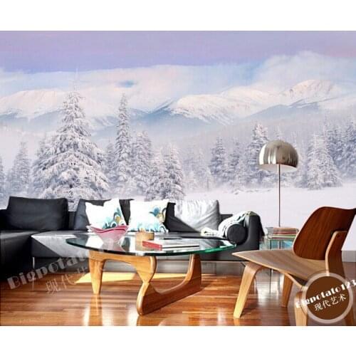 The custom 3D murals,beautiful dream snow pine snow photography,living room sofa TV wall bedroom wall paper
