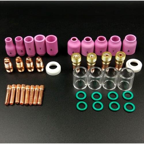 40pcs/set Welding Torch Stubby Gas Lens #10 Pyrex Glass Cup Kit For WP-17/18/26