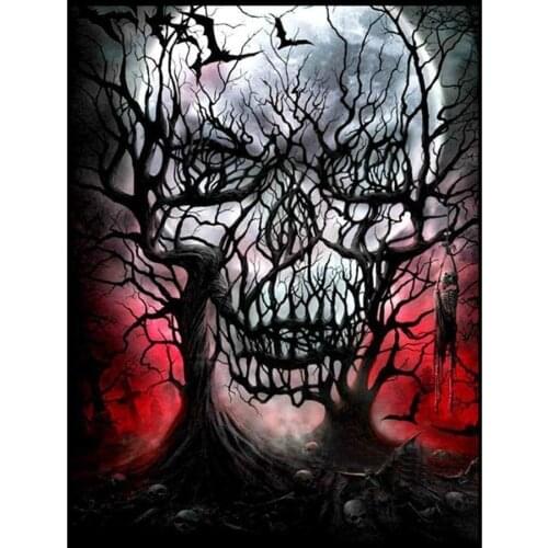 Diamond Embroidery Horror ghost skull Full Square Diamond Mosaic Diamond Painting Picture Rhinestone Landscape Home Decoration