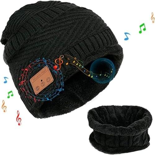 Wireless Bluetooth Headphones Christmas Gift Music Hat Smart Headset Beanie Cap Winter Hat with Speaker with Loop Scarf