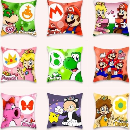 Cartoons Super Mary Mario Pillow lovely printing Game themed pillowcase Home Decorative pillowcase sofa Cushion cover 45x45cm