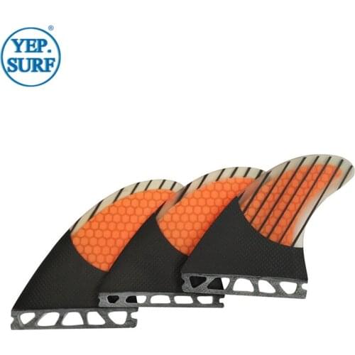 Surfboard Future G5 Surfboard Fin Fiberglass Honeycomb G5 Fins Carbon Fiber Orange/Green Fins