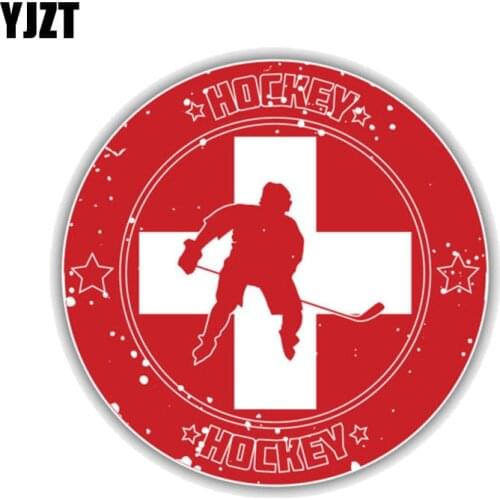 YJZT 12.7CM*12.7CM Switzerland Flag Hockey Sport Emblem PVC Motorcycle Car Sticker 11-00413