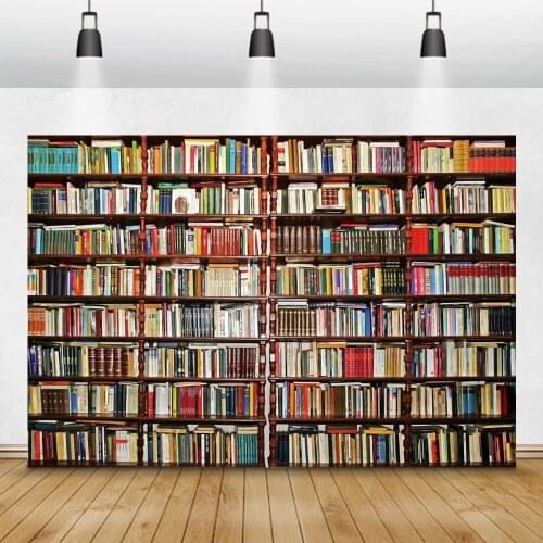 Laeacco Study Room Decor Retro Style Bookshelf Library Baby Portrait Photography Backgrounds Photo Backdrops For Photo Studio
