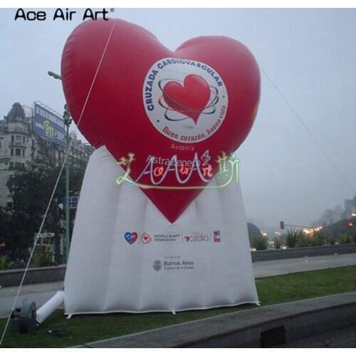 Giant free standing inflatable love heart shape with base inflatable heart replica model for wedding/Valentines Day decoration
