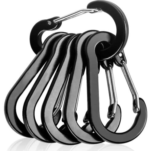 5PCs Aluminum Buckle Alloy Carabiner Camping Safety Climbing Button Booms Fishing Hook Snap Clip Backpack Keychain Outdoor Tool