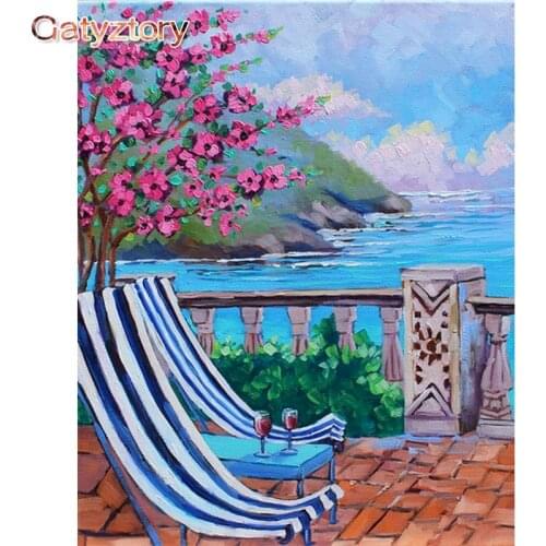 Paint By Numbers For Adults garden Photo Frames Picture landscape Acrylic On Canvas wall decor hoom Gatyztory Diy Kit
