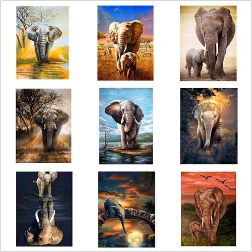 Kexinzu Full Square/Round Drill 5D DIY Diamond Painting“Animal elephant landscape” Embroidery Cross Stitch 5D Home Decor Gift
