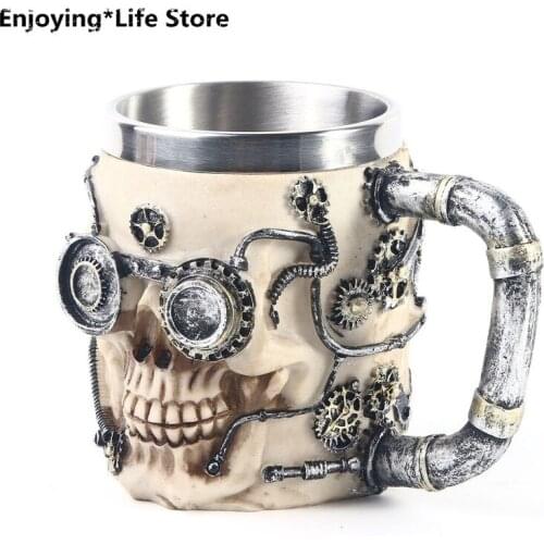 Coffee Mugs Creative Resin Skull Stainless Steel Cup Home Decoration Tea Mug Travel Mug Coffee