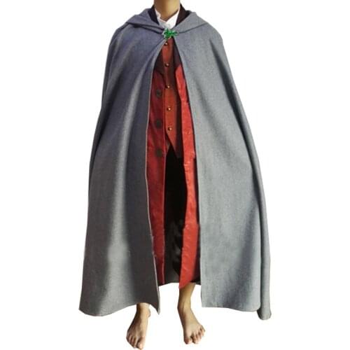 2020 The frodo cos Outfit Suit Cosplay Costume Full Set film Custom-made top+vest+cape+pant