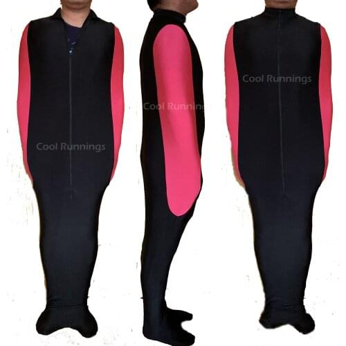 Black/Peach Red Headless Mummy Unisex Front Zipper Mummy Zentai Spandex Suit Costumes Sleeping Bag With internal Sleeves