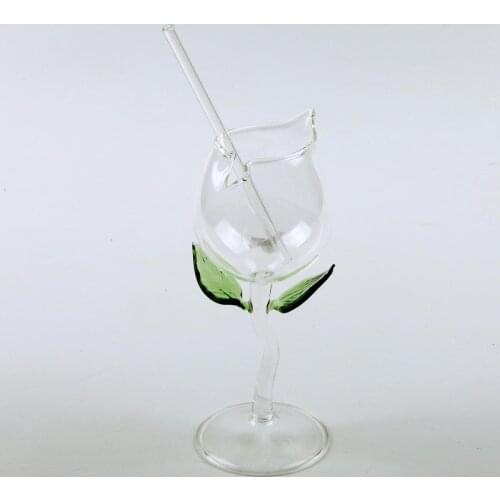Creative wine goblet high borosilicate glass rose flower wine glass goblet