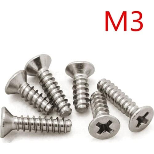 M3*5/6/8/10/12 Stainless Steel Cross Recessed Countersunk Head Flat Phillips Self Tapping Screws For Plastic Type F KB