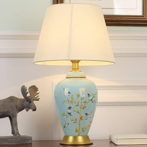 Copper table lamp bedside lamp Jingdezhen ceramic lamp generous luxury table lamps for living room decorated Bedroom led lamps