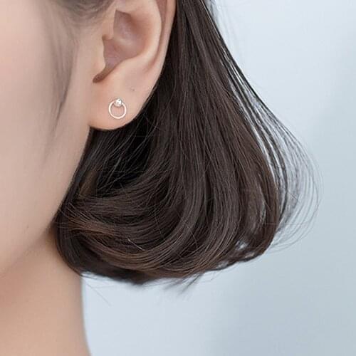 2019 Minimalist 925 Sterling Silver For Women Simple Geometric Small Round Stud Earrings Fashion Female Gifts Jewelry