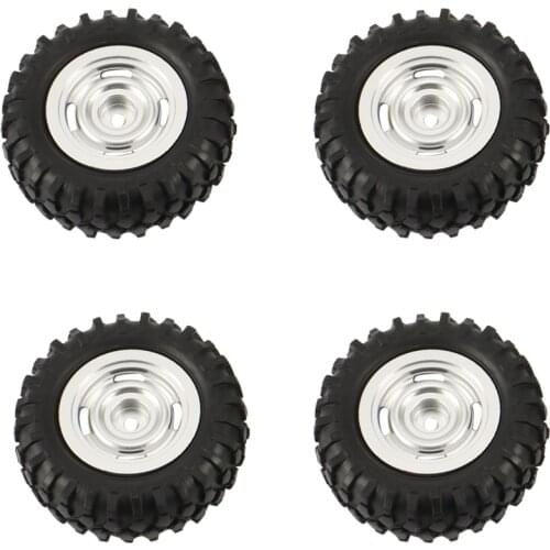 4PCS Metal Beadlock Wheel Rims Tires Tyre Set for Axial SCX24 90081 1/24 RC Car