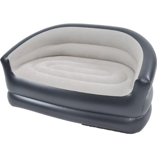 Inflatable Double Sofa Recliner Couch Flocked Bed Mattress Home Lounge Chair Camping Beach Garden Sofas 54 x 34 x 28 in 165lbs