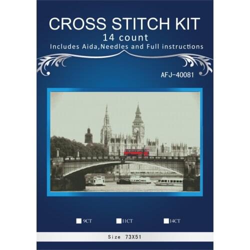 Oneroom England bridge Scenery Embroidery Needlework Crafts 14CT Unprinted DMC DIY Quality Cross Stitch Kits Handmade Arts Decor