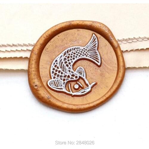 Koi Seal Stamp,Fish seal stamp,Lucky Wax Seal Stamp Kit,Koi Fish seals,gift packing Japanese seal