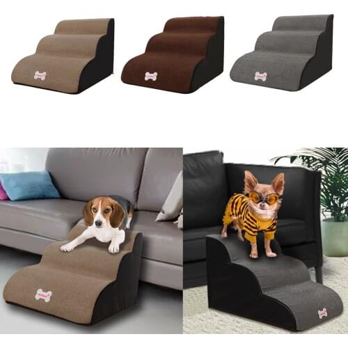 Pet Stairs 3 Steps Dog Steps Ramp Ladder Puppies w/ Removable Cover Portable for Travel
