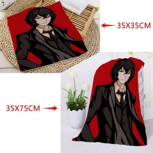 Custom Bungo Stray Dogs Face Towels Facecloth Microfiber Washcloth Quick drying Sports Towel 35x75cm and 35X35cm