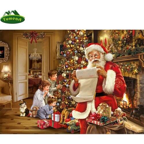 Handmade Diamond Mosaic Full Embroidery Santa Man Reading 5D Pattern Square Drill Diy Diamond Painting Christmas Tree Rhinestone