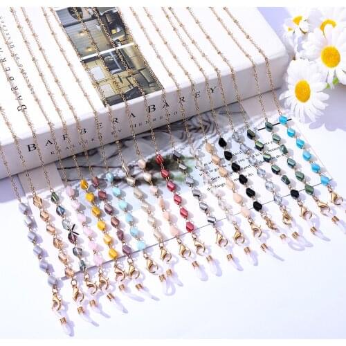 Crystal Glass Beaded Chains For Women Face Mask Chain Holder Anti-Drop Sunglasses Chain Lanyard Necklace Eyeglasses Jewelry Gift