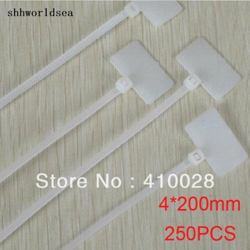 Shhworldsea 250PCS car clip cable 200mm X4mm 4*200mm White Cable Wire Zip Ties Self Locking Nylon Mark Cable Tie
