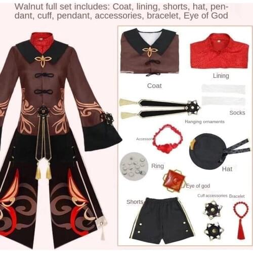 SHZQ Genshin Impact Hutao Cosplay Costume Uniform Wig Cosplay Anime Game Hu Tao Chinese Style Halloween Costumes For Women