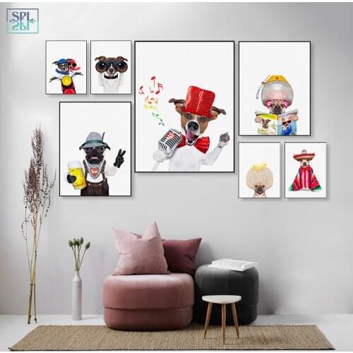 SPLSPL Pop Hippie Art Posters Cute Animals Canvas Art Painting Cosplay Dog Pet Picture on Wall Nordic Style Kids Bedroom Decor