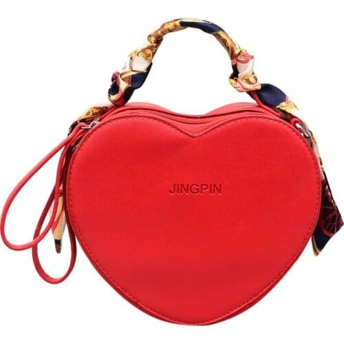 Women bag Womens Leather Handbags heart shaped red Tote Shoulder Bag Women Messenger Bags Scarf ladies hand bags for 2019 New
