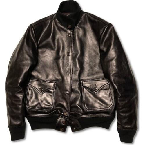 YR!Free shipping.sales.Limited Edition Tea core horsehide jacket.Classic 1927 Bomber A1 style leather coat.High quality
