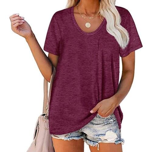 Women T-shirt Summer Solid Short Sleeve O Neck Color Loose Blouse Top for Work Female Tops Women Clothing