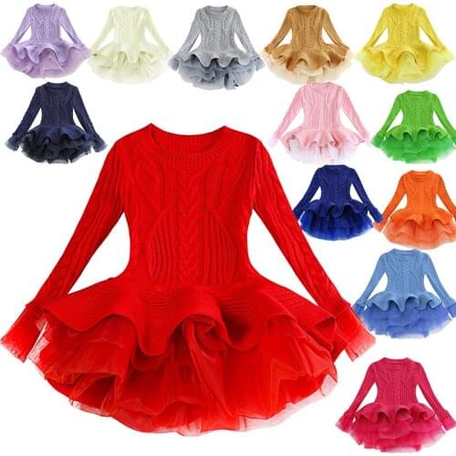 Girl Christmas Tutu Dress Winter Red Green Sweater Princess Party Costumes Clothing Baby Girls 2-8t