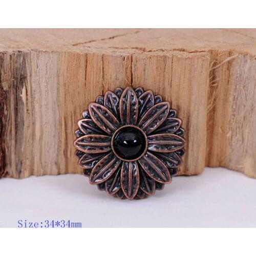 10pcs Black Turquoise Antique Copper Rose Flower Western Saddle Conchos Medallions