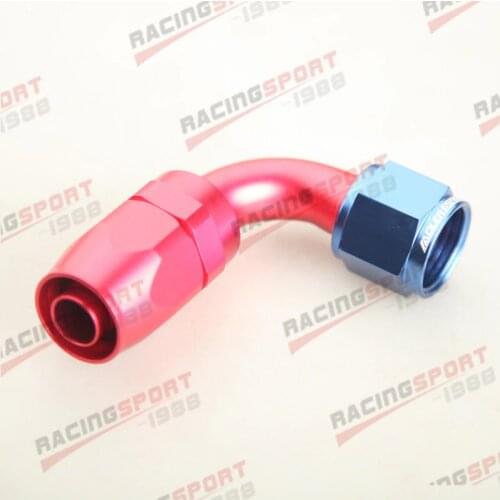 -12AN AN12 90 Degree Swivel Oil Fuel Line Hose End Fitting Adaptor Red/Blue